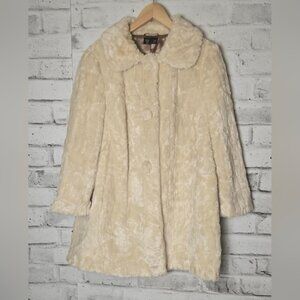 Topshop Cream Faux Fur Coat
